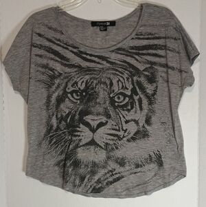 Vintage Forever 21 Charcoal Tiger Graphic Tee Size Medium